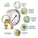 Manómetro Inox Alta Presión Glicerina 4 PLG, 10000 Psi