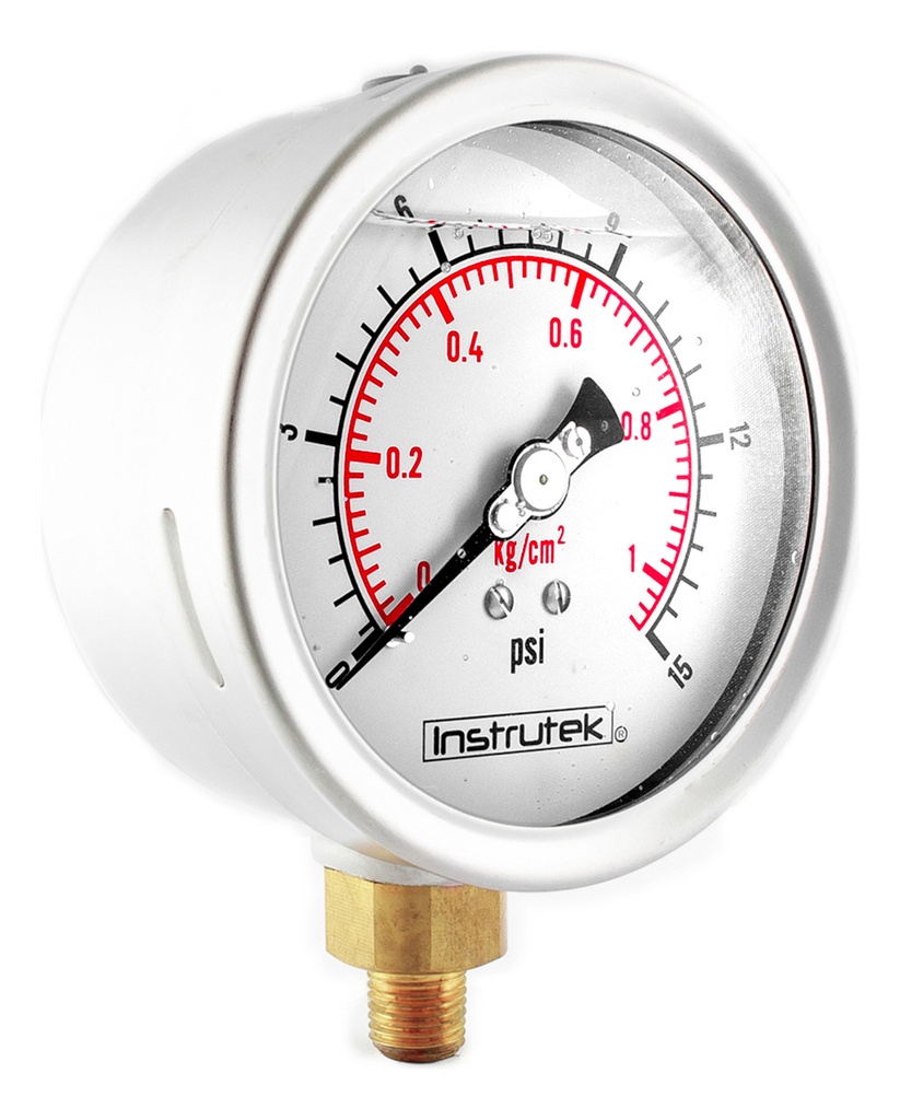 Manómetro Inox Glicerina 4 PLG, 15 Psi (aire, Agua)