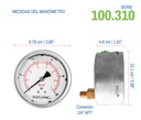 Manómetro Inox Glicerina 4 PLG, 100 Psi (aire, Agua)