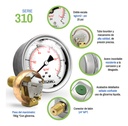 Manómetro Inox Glicerina 4 PLG, 15 Psi (aire, Agua)