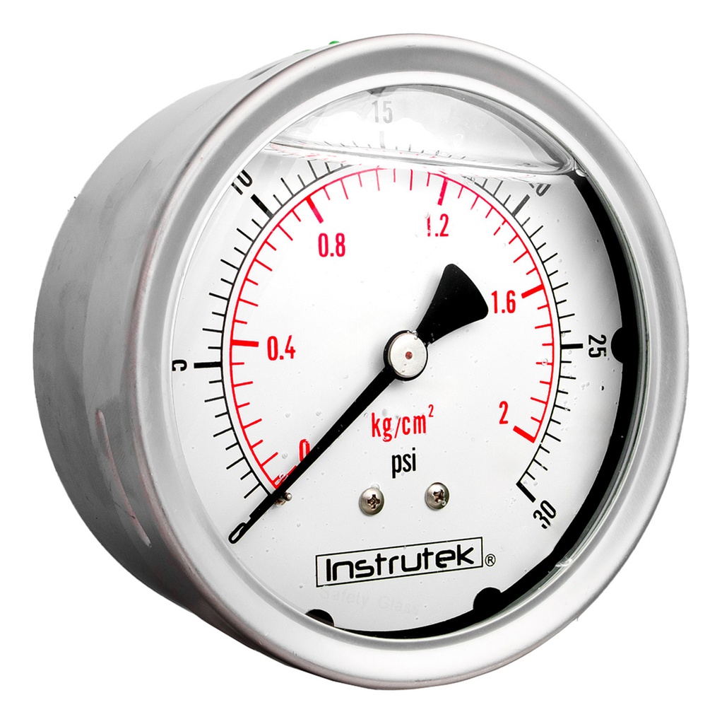 Manómetro Inox Glicerina 4 PLG, 30 Psi (aire, Agua)