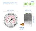 Manómetro Inox Alta Presión Glicerina 4 PLG, 5000 Psi