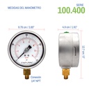 Manómetro Premium Inox Glicerina Carátula 4 PLG , 200 Psi