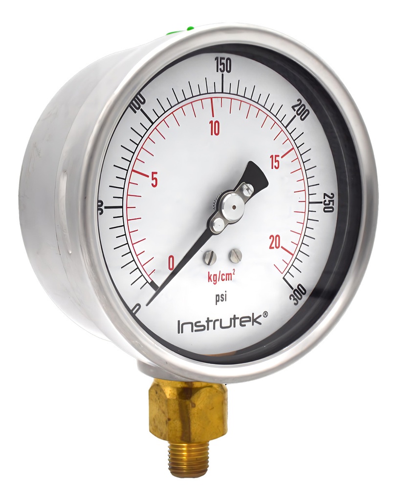 Manómetro Premium Inox Glicerina Carátula 4 PLG , 300 Psi
