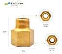 Adaptador Fabricado En Latón De 3/8 Npt A 1/4 Npt 5 Pz 