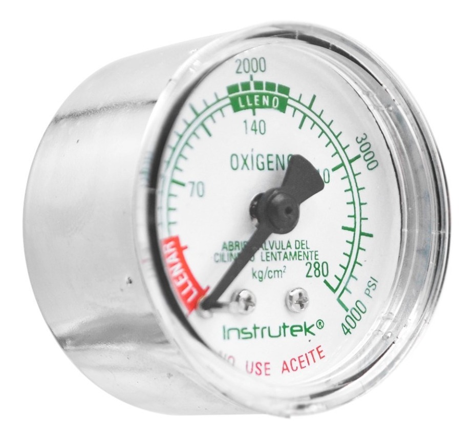 Manómetro Oxígeno Medicinal 2 PLG Alta Presión 4000 Psi