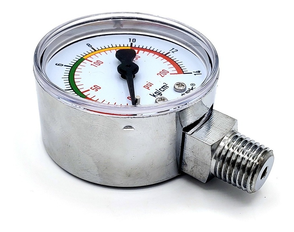 Manómetro 2 PLG Oxígeno Medicinal 200 Psi (14kg) Conex. 1/4