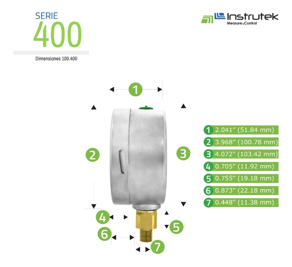 Vacuómetro Premium Glicerina 4 PLG, -30 Inhg (eq. Vacío)