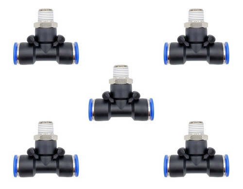 5pz Racor Rápido Neumático En Tee 1/4 Npt X 10mm