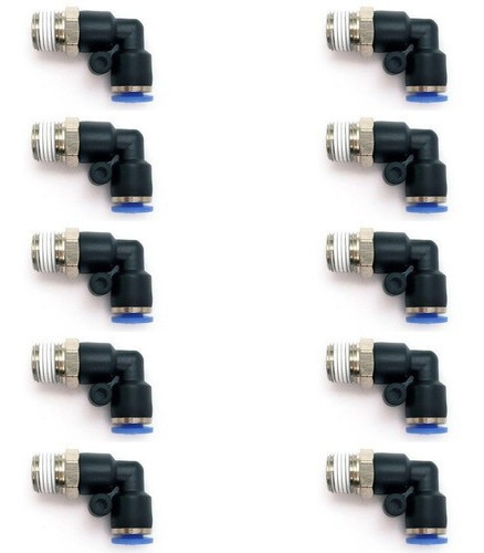 10 Pz De Conector/racor Rápido Neumático Codo 1/8 Npt X 1/8