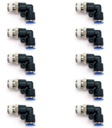 10 Pz De Conector/racor Rápido Neumático Codo 1/8 Npt X 1/8