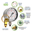 Manómetro Premium Inox Glicerina Carátula 4 PLG, 3000 Psi