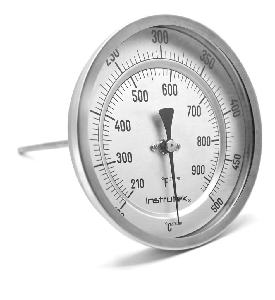 Termómetro Horno 6 PLG 100 A 500°c Vástago 4, Rosca 1/2 Npt