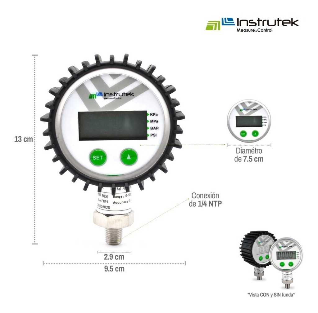 Manómetro Digital 5000 Psi + 2 Unidades De Medida 