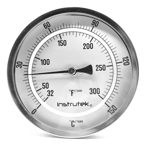Termómetro 6 pulgadas, posterior, 1/2" NPT, vástago 6", rango 0 a 150 C-F
