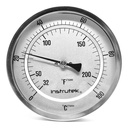 Termómetro 6 pulgadas, posterior, 1/2" NPT, vástago 9", rango 0 a 100 C-F