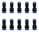 10 Pz Reducción Neumática Recta 6mm A 4mm