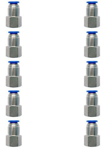 10 Pz De Conector/racor Neumático Recto Hembra 1/4 X 8 Mm