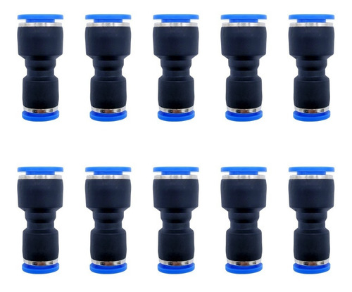 10 Pz Reducción Neumática Recta 10mm A 8mm
