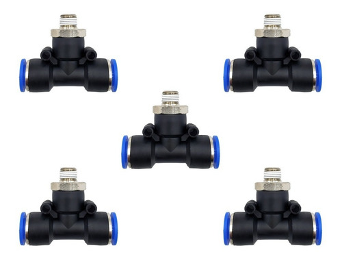 5pz Racor Rápido Neumático En Tee 1/8 Npt X 10mm