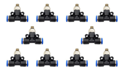 10 Pz De Conector/racor Rápido Neumático Tee M6 X 4mm