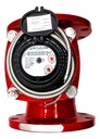 Medidor de agua caliente tipo turbina, cuerpo de hierro fundido con registro hermético y transmisión magnética. Extremos en 4", bridas ANSI.