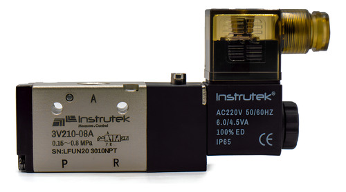 Electroválvula 3/2 vías, puertos de 1/4" NPT 220V