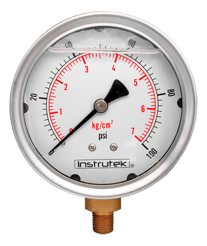Manómetro 4", lleno de líquido (O.E.M.), 1/4" NPT, inferior, 100 psi-kg/cm2