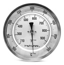Termómetro 5 pulgadas, posterior, 1/2" NPT, vástago 6", rango 100 a 500 C-F