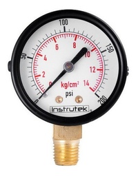 [51100200] Manómetro 2", estándar, 1/4" NPT, inferior, 200 psi-kg/cm2