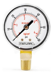 [51600N60] Manómetro 2", oxígeno y acetileno, 1/4" NPT, inferior, 60 psi-kg/cm2