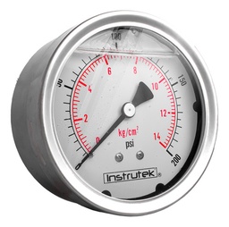 [100310200] Manómetro 4", lleno de líquido (O.E.M.), 1/4" NPT, posterior, 200 psi-kg/cm2