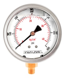 [100300600] Manómetro 4", lleno de líquido (O.E.M.), 1/4" NPT, inferior, 600 psi-kg/cm2