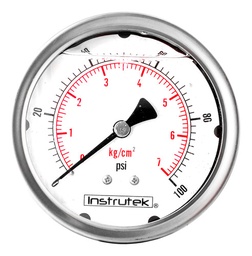 [100310100] Manómetro 4", lleno de líquido (O.E.M.), 1/4" NPT, posterior, 100 psi-kg/cm2