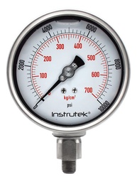 [10040010000] Manómetro 4", lleno de líquido premium, 1/4" NPT, inferior, 10000 psi-kg/cm2