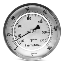 [501100900300] Termómetro 5 pulgadas, posterior, 1/2" NPT, vástago 9", rango 0 a 300 C-F